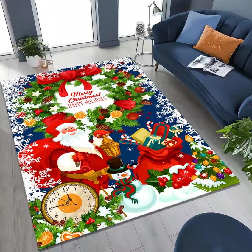 

Santa Claus Rug Happy New Year Merry Christmas Tree Santa Claus Cartoon Gift Carpet Bedroom Living Room Sofa Home Decor Non-slip 40x60cm