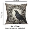 Krähe Kissenbezug Set aus 2 Stück Vintage Krähe Schwarze Blumen Dekoration Dekokissen Kissenbezug für Sofa Couch Büro 18x18 Zoll