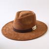 Pălărie de top cu boruri mari din piele de căprioară, stil european și american popular, pălărie western de cowboy, modă clasică pentru bărbați și femei