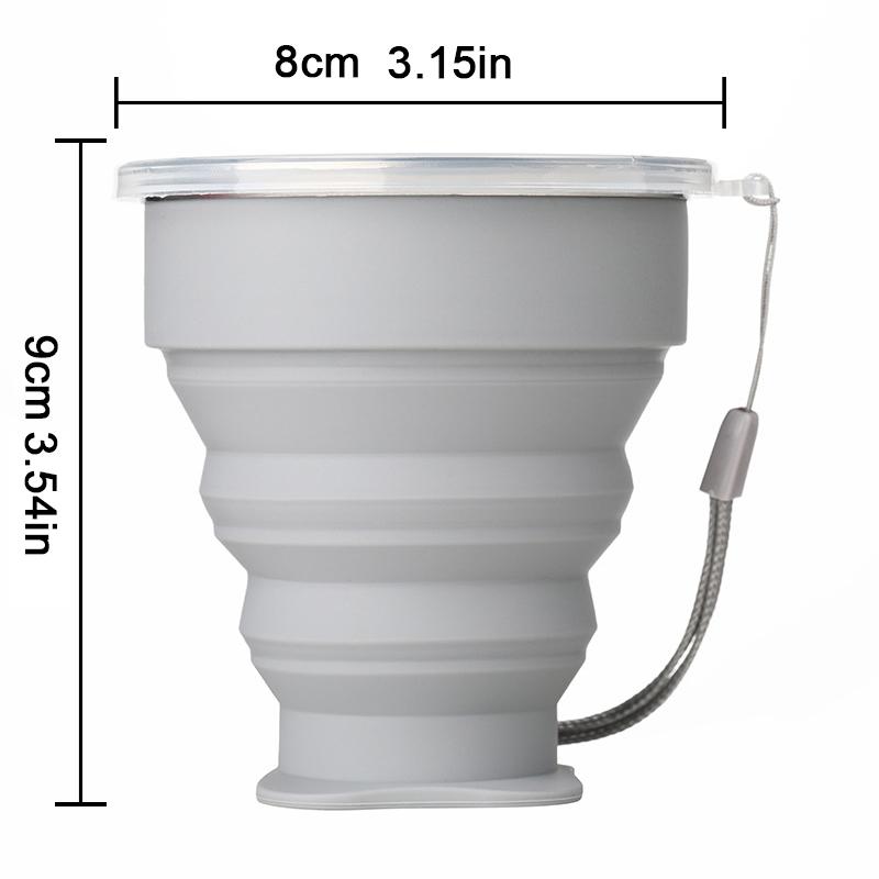 Copo Dobrável de Silicone para Exterior Caneca Dobrável Garrafa Dobrável para Camping Copos de Água de Viagem Caneca Portátil para Chá/Bebida com Tampa 200ML