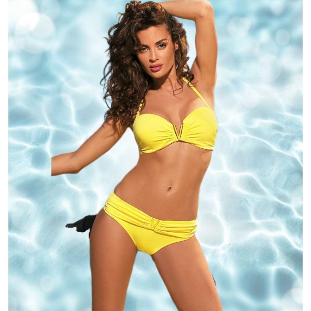 Metall Ensfarvet Ornament Sexy Flerfarget Delt Badeplagg Europeisk og Amerikansk Bikini Badeplagg