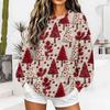 Felpa con stampa natalizia da donna, casual, a maniche lunghe, pullover