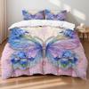 3Pcs Pink Purple Bedding Set Blue Fantasy Style Butterfly Print Comfortable King Queen Twin Single Size Bithday Gift For Sister