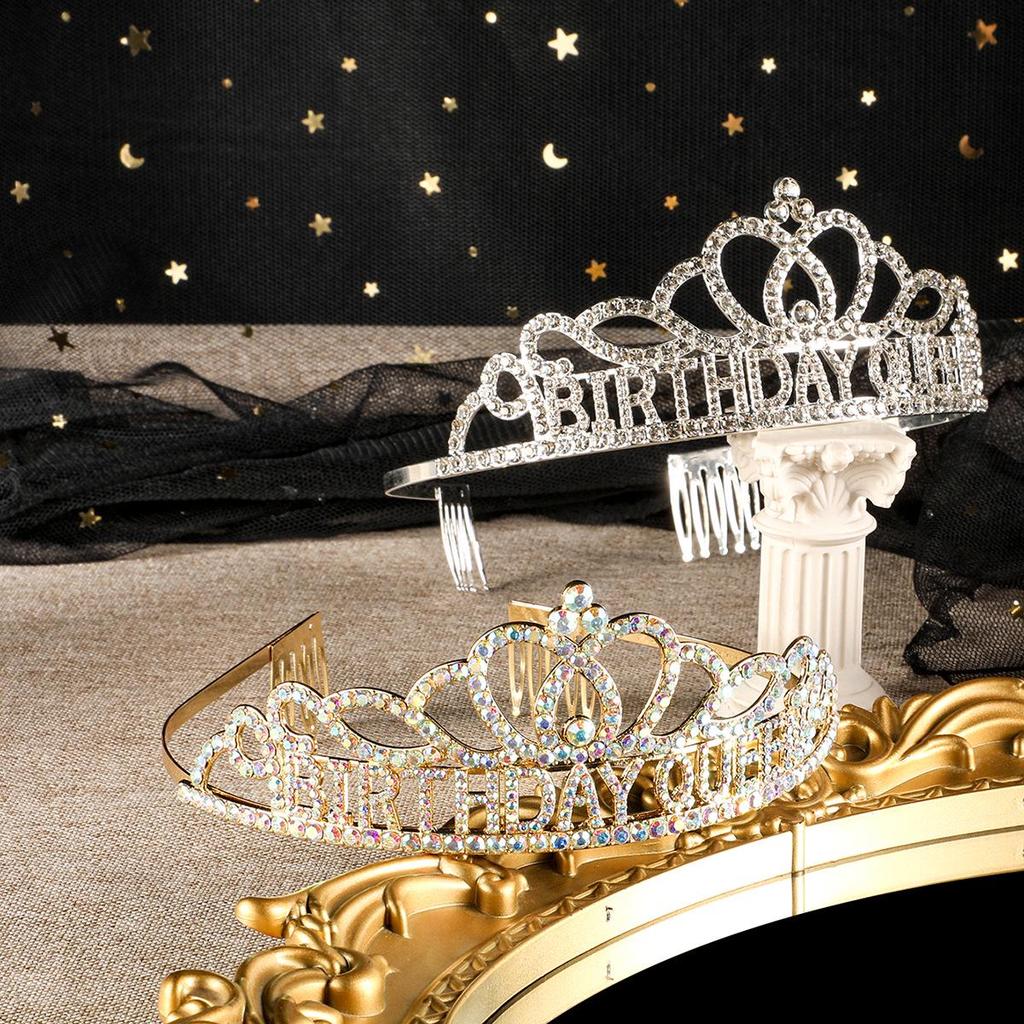 Pettine per capelli con corona da Regina del Compleanno in strass