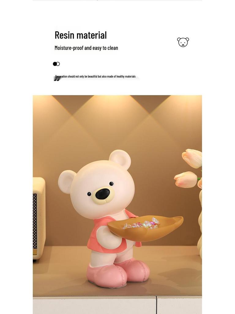 Adorable Bear Resin Decoration for Entryway Key Storage