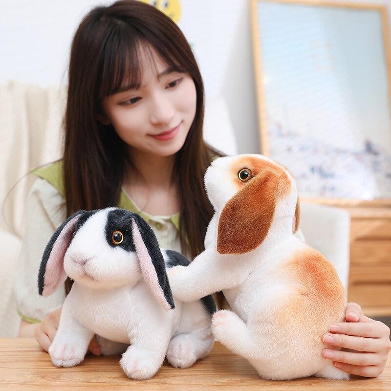 Lovely Fluffy Lop -Eared Rabbits Plush Toy Baby Kids Appease Dolls Simulation Long Ear Rabbit Pillow Kawaii Xmas Gift