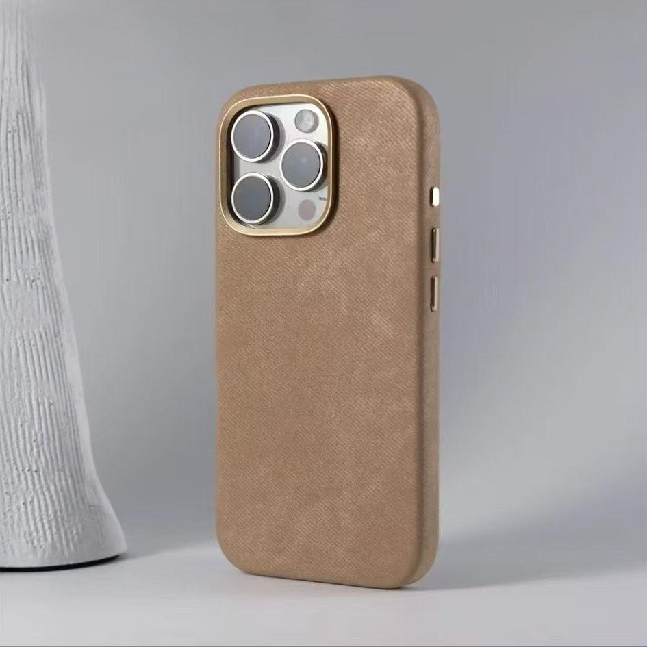 Ultra-fine Fiber Flannel Phone Case for iPhone 16 Pro Max - Fabric PC iPhone Cover with MagSafe Metal Frame Lens for Apple iPhone