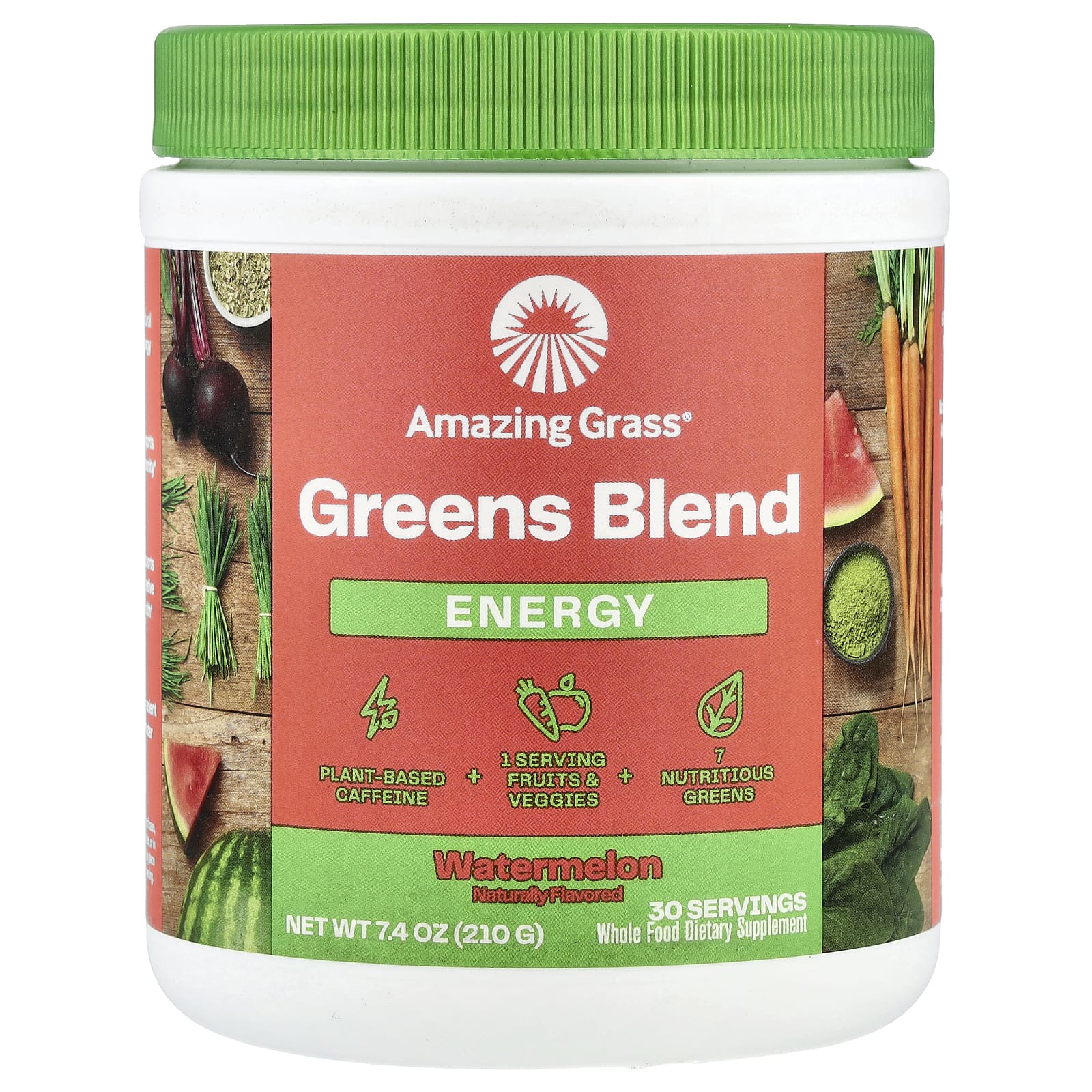

Greens Blend, Energy, Watermelon, 210G (7.4 Oz)