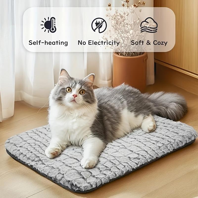 Self-Heating Berber Fleece Striped Cloth Pet Heating Blanket Warm Dog Kennel Supplies with Removable Bed for Dogs and Cats