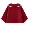 Girls' Knitted Cardigan Spring and Autumn Stylish Lapel Children's Sweater Coat Baby Cape Red New Year Top