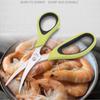 Household  Elbow Stainless Steel Blade Shrimp Line Removing Seafood Tool TPR Handle PP Shrimp Clamp Kitchen Scissors