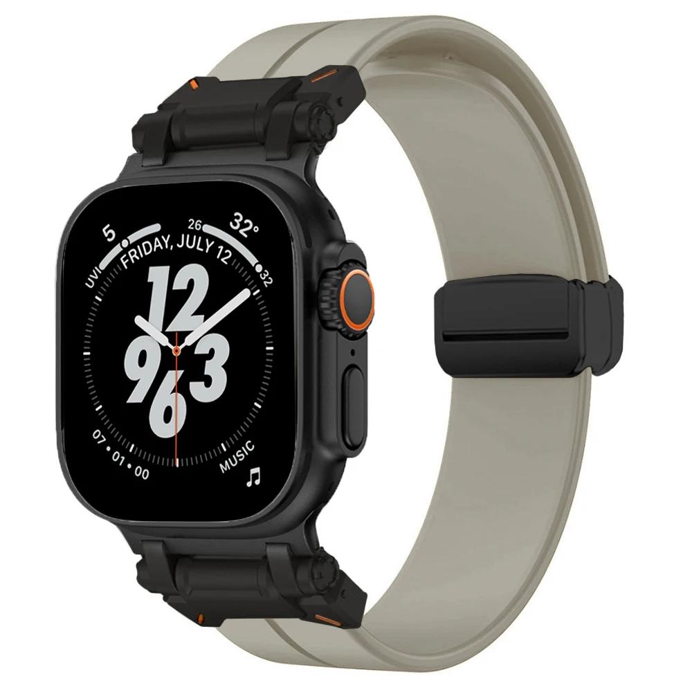 Silicone Loop Strap for Apple Watch Ultra 2 49mm 10 46mm Sports Magnetic Bracelet for iWatch Series 9 8 7 45mm 6 5 SE 44mm Band
