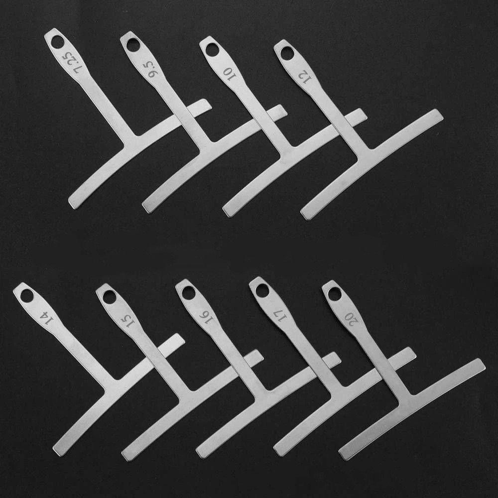 9Pcs Stainless Steel Guitar T-ruler Professional Understring Radius Gauge DIY Guitar Maintenance