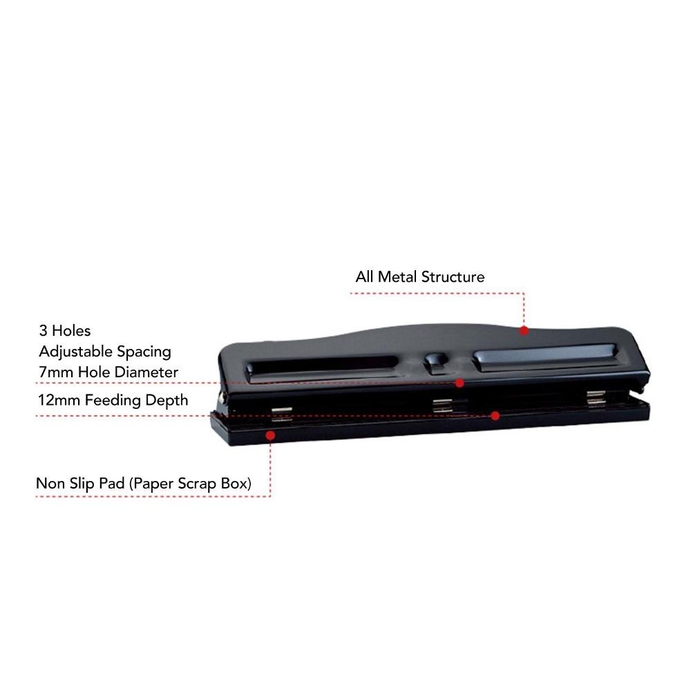 Adjustable Spacing 3 Hole Puncher Metal Hole Punch Adjustable Adjustable Hole Punch Desktop Use