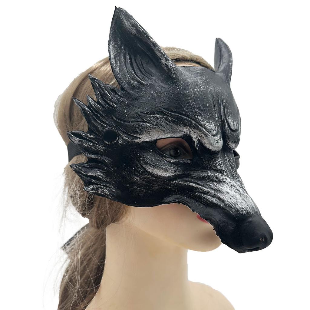 PU 3D Wolf Mask Halloween Animal Face Cover Mardi Gras Carnival Party Costume