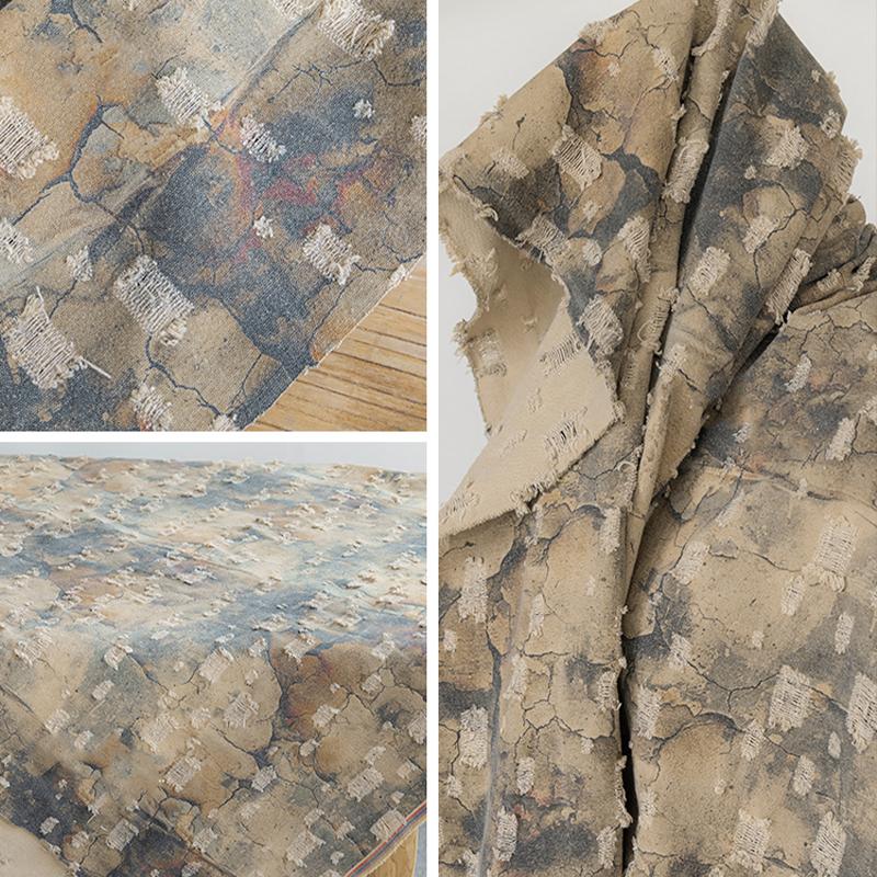 Antiek Design Puur Katoen Jacquard Denim Stof Tie Dye Textuur Wassing Kleding Designer Doek DIY Kleding Naaimateriaal