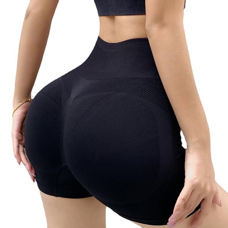 Women Sports Fitness Shorts High Waist Abdomen Breathable Elastic Hip Peach Yoga Pants Leggings For Cycling Jogging 2024 New