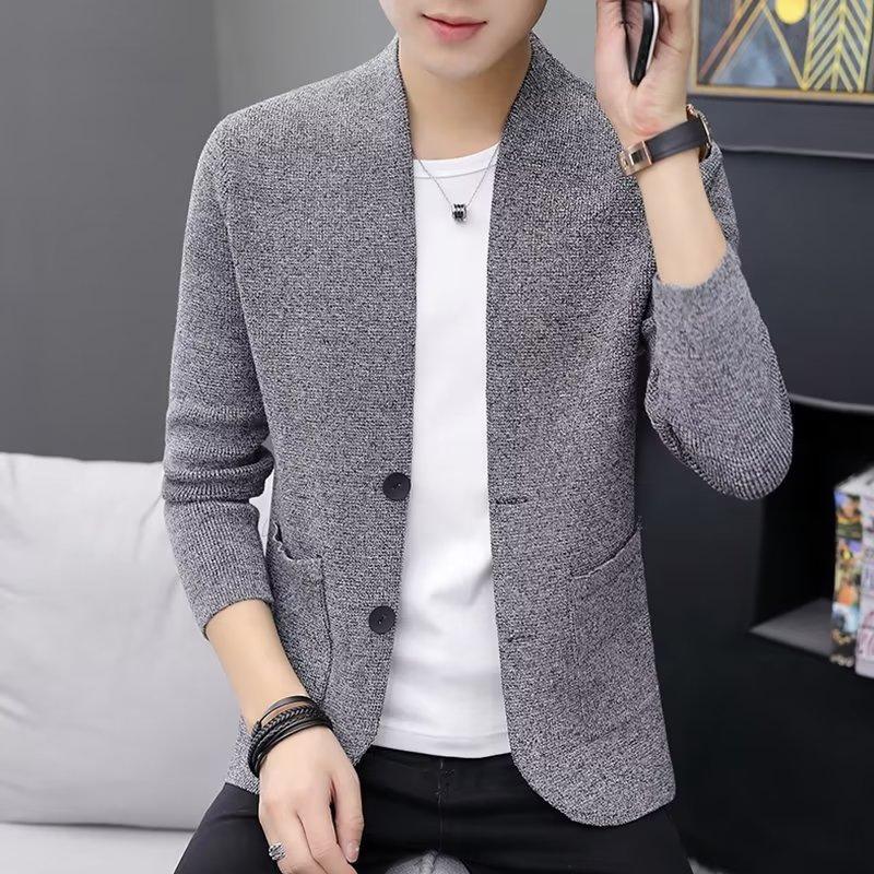 Ανοιξιάτικη και Φθινοπωρινή Ανδρική Ζακέτα Casual πουλόβερ Ζακέτα μονόχρωμη