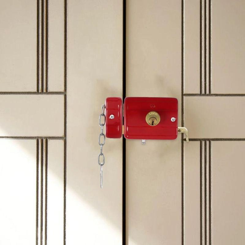 Iron Anti-theft Door Lock Key Included Durable Heavy Duty Lock Single Cylinder Retro Style Retro Red Lock Exterior Door