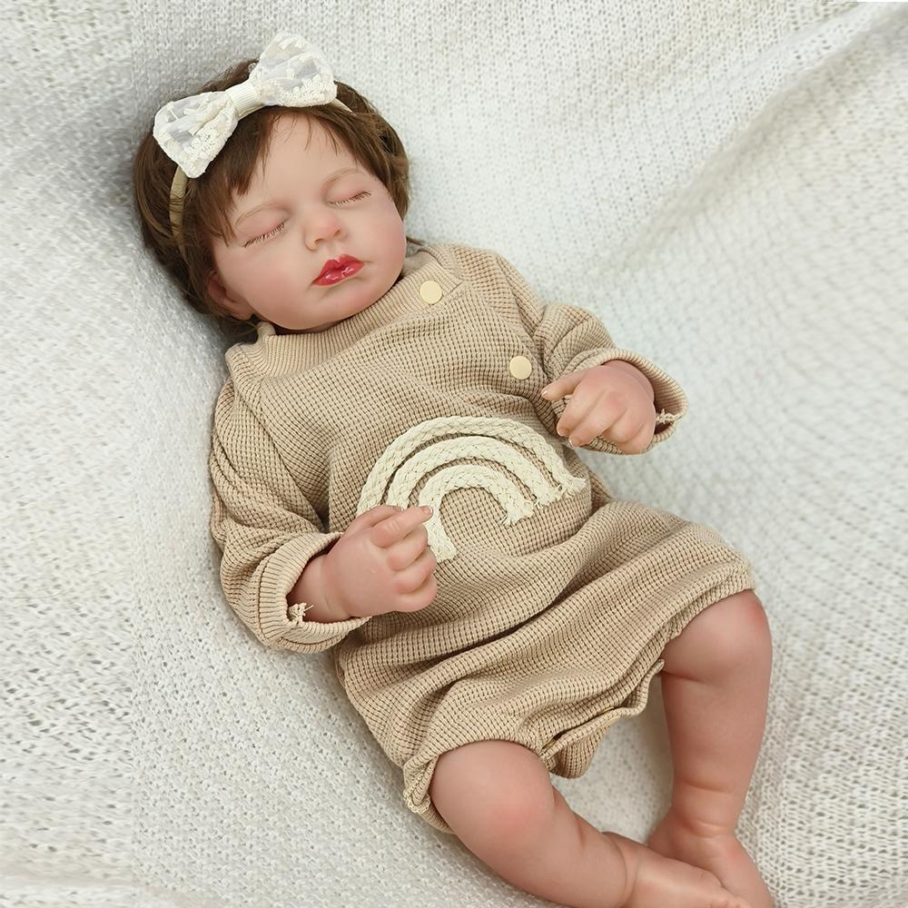 Reborn Bebe Loulou Newborn Dolls Sleeping Baby Handmade Painted Lifelike 3D Skin with Visible Veins Doll Toy