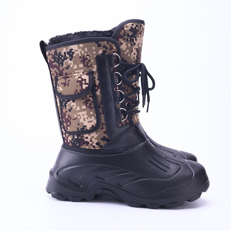 Men Outdoor Waterproof Snow Boots Winter Plush Protection Boots Fishing Boots Rain Shoes 40-46