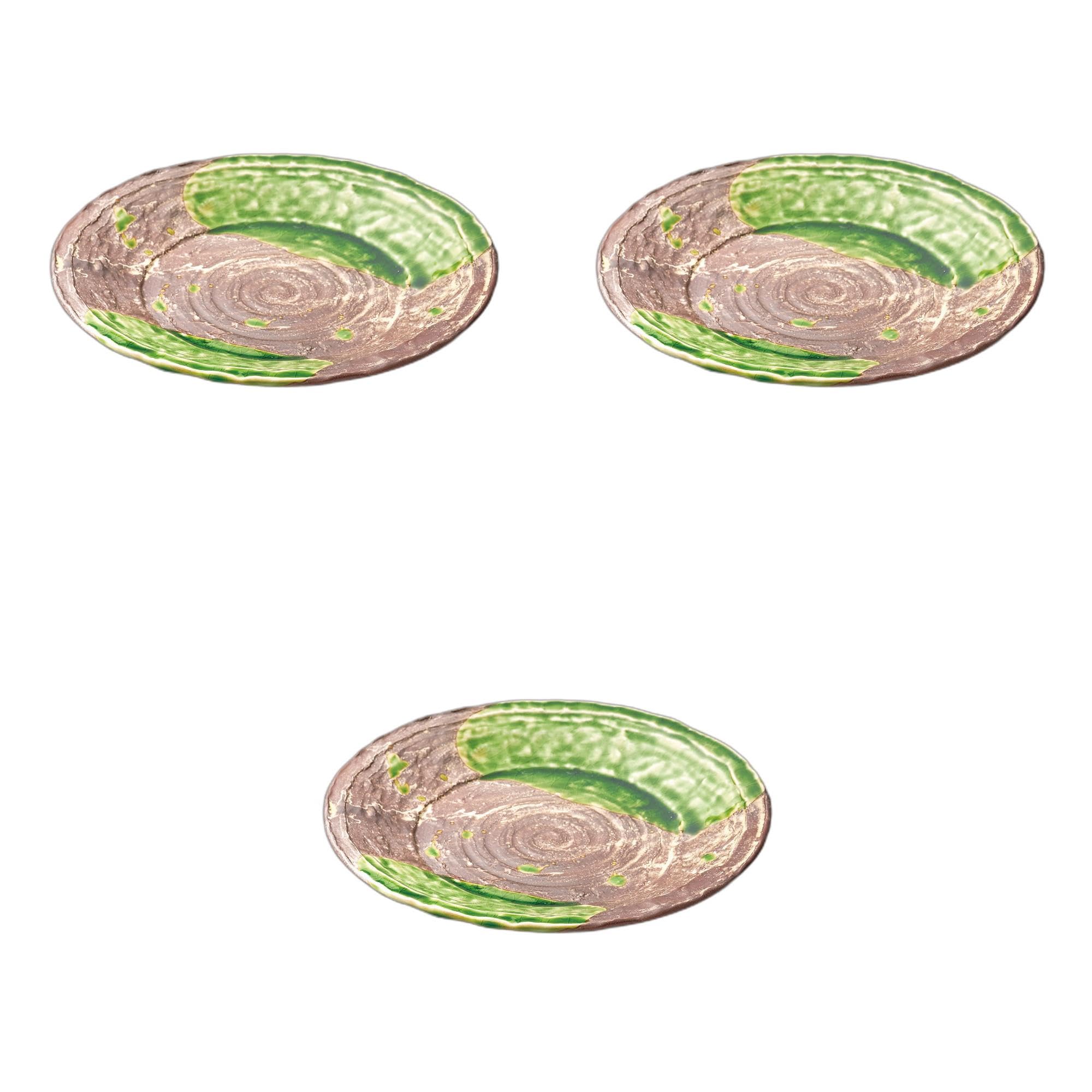 

Set of 3 Rust Glazed Hiwa Style Round Plates x Large Ceramic Plates by Setomonohonpo 8.0mm [24.5 3.4cm]
