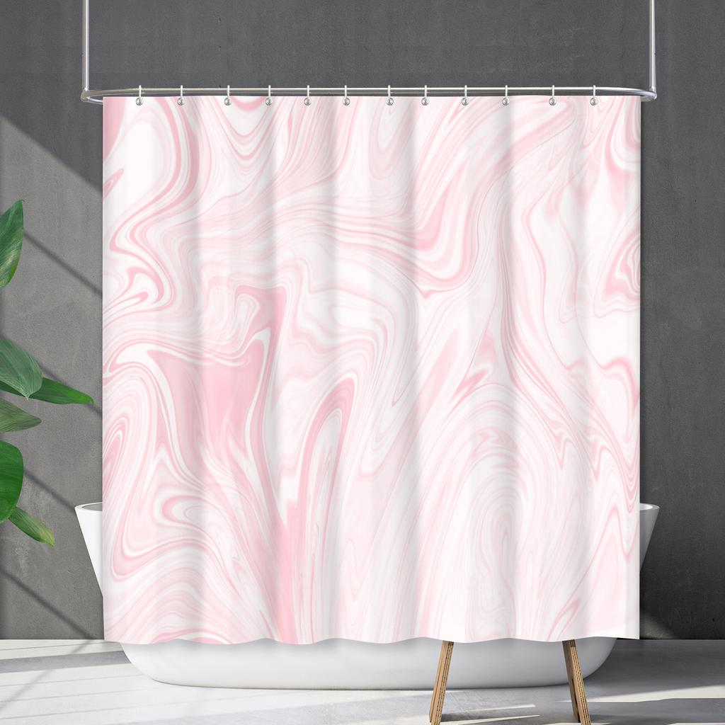 Shower Curtain Waterproof And Mildew-Proof Marble Pattern Bathroom Curtain Shower Curtain Partition Curtain Free Of Punching