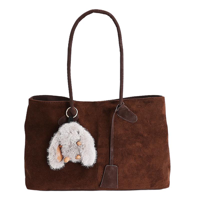 Simple retro suede bag women's 2025 new large-capacity commuting single shoulder underarm fashion portable tote bag
