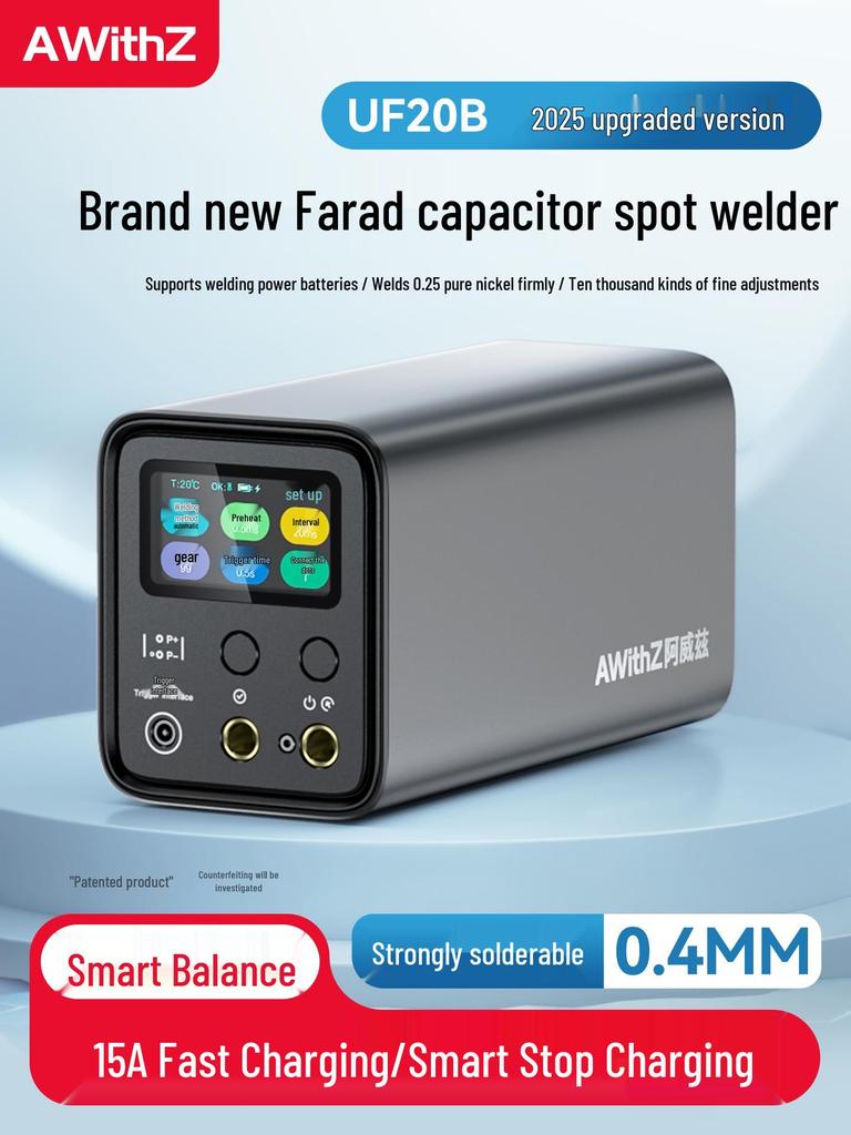 Aoweiz Handheld Portable Spot Welder for 18650 Battery Nickel Sheet, Stainless Steel, Small Farad Capacitor, Pulse Touch.