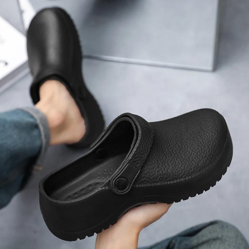 Fashion Men Chef Shoes Man Garden Clogs Outdoor Casual Slipper Sandal Water-proof Work Shoes Women Garden Shoe Non-slip Kitchen Shoe