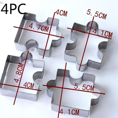 4 Stück Puzzleform Keksform Form Kuchen Keks DIY Werkzeug Edelstahl Backform