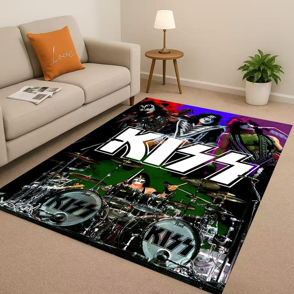 HD Kiss Rock Heavy Metal Band Gene Simmons Wohnzimmer Rutschfester Teppich für Schlafzimmer Spielzimmer Sofa, Heimdekoration Fußmatte