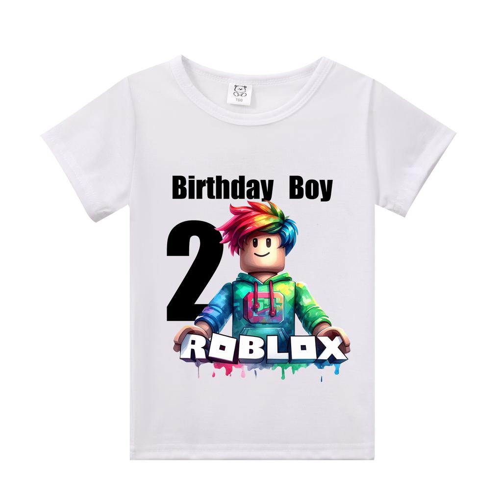 New Roblox Children T Shirts Cartoon Birthday Number Graphic T-shirts Boys Girls Casual Short Sleeves Tops Summer Kids Clothing