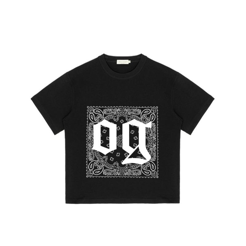 Og Bandana Print T Shirt Black White Lettering and Pattern Design for Casual Wear