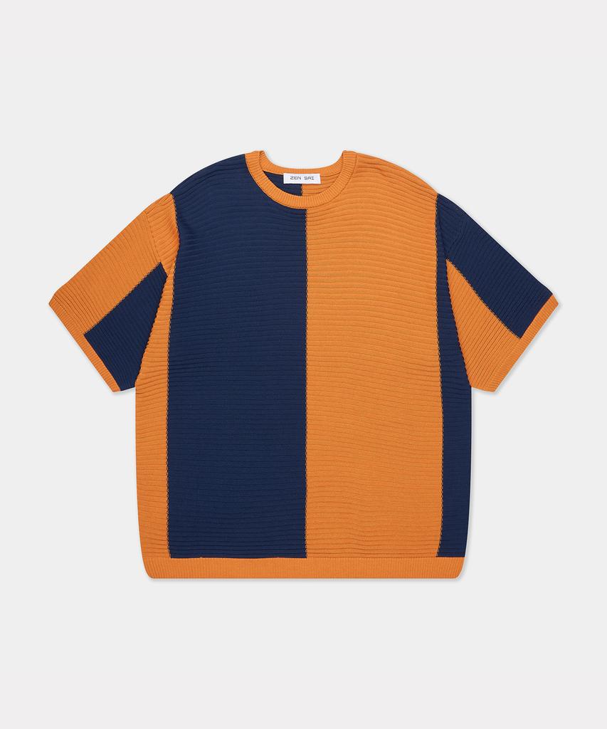 ZENSAI Combination Block Knit Yellow
