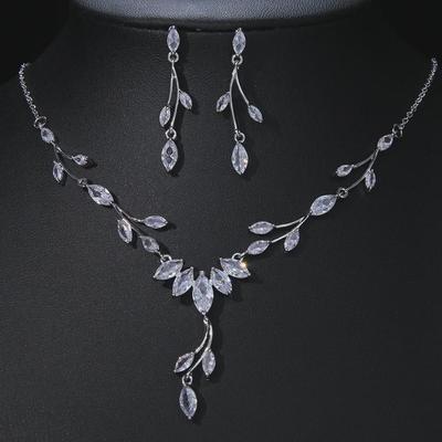 Elegant Tree Branch Design Bridal Necklace & Earrings Set - European & American Fashion Accessories