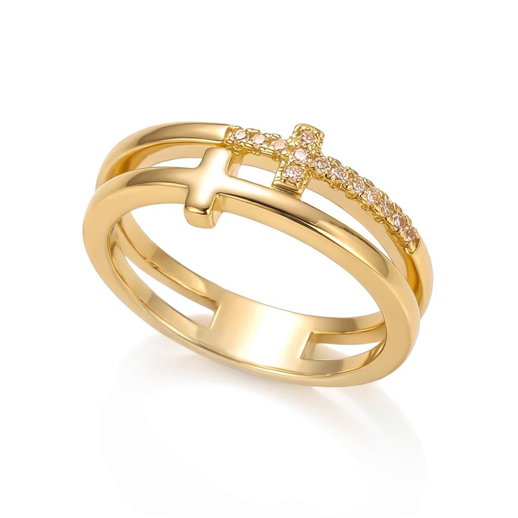 Shiny Crystal Zircon Double Cross Rings For Women Micro Paved CZ Copper Wedding Finger Ring Romantic Promise Luxury Jewelry Gift