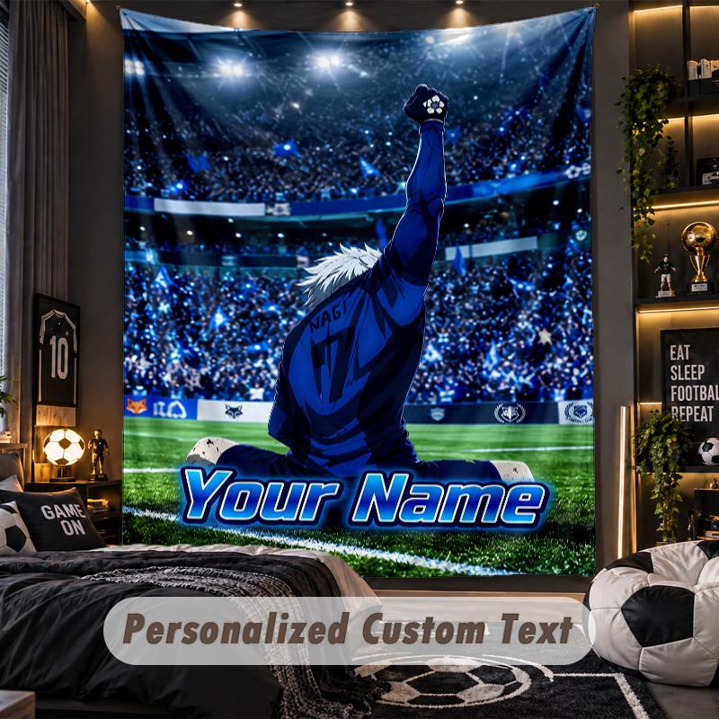 Personalized Wall Tapestry,Blue Lock Custom Printed Name, Fabric Wall Art For Indoor Room Backdrop