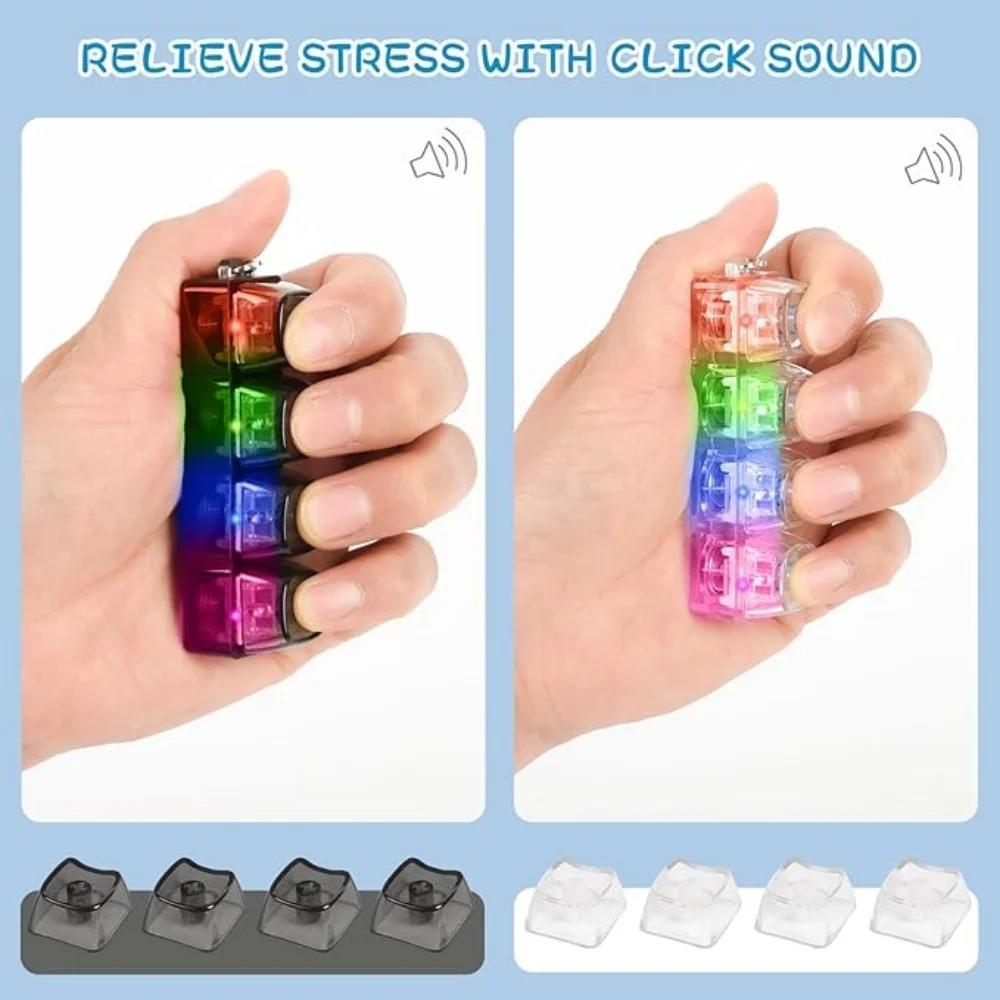 Beleuchtet LED Tastatur Schlüsselanhänger Fidget Spielzeug Clicker Sensorisches Spielzeug Stressabbau für Tastatur Schlüsselanhänger Fidget Gadget für Erwachsene Spielzeug