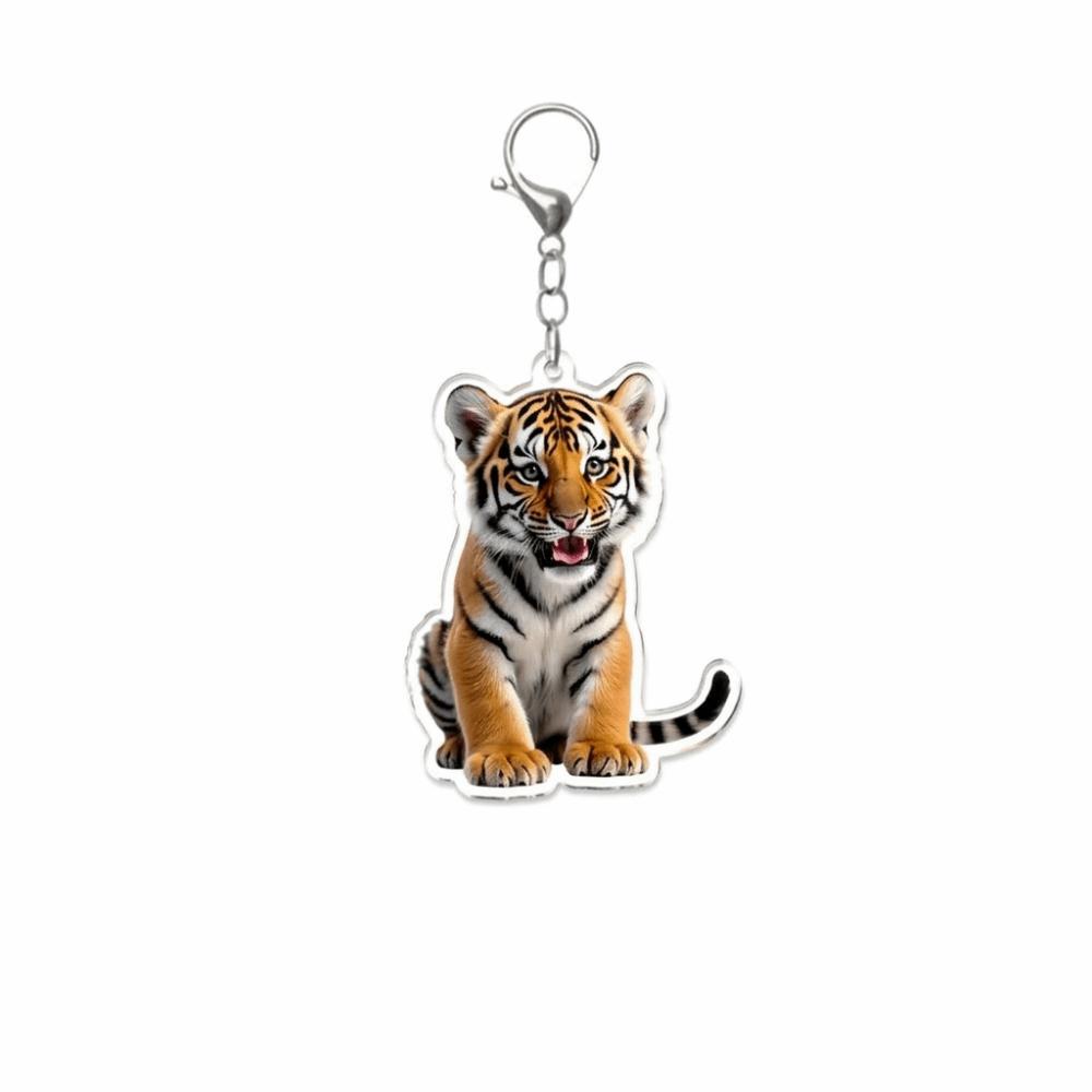 Acrylic Animal Motif Keychain 2D Flat Design Hanging Ornaments Small Cartoon Cat Pendant Daily