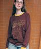 RONRON Alphabet Sketch Cat Ringer Long Sleeve Brown Mustard