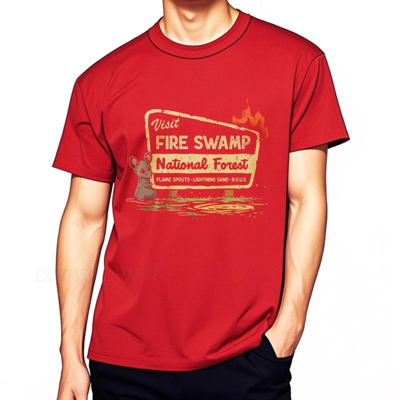 Daily Wear Summer Men Tshirt Visit Fire Swamp National Forest Sign With Mouse Short Sleeve Adult ONeck Top Tees