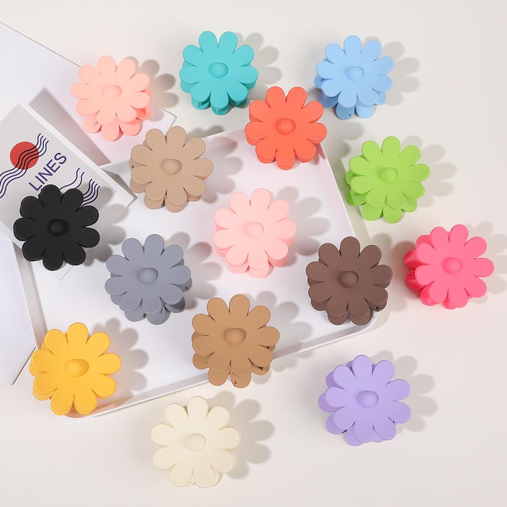 2023 New Chrysanthemum Matt Flower Plastic Hair Claw Clips Large Size for Women & Girls Thick Hair