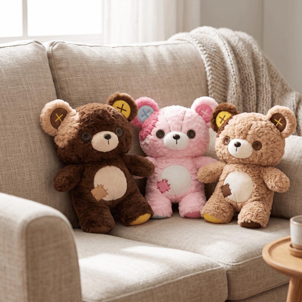 Soft Bear Plush Toy Stitched Button Ear Bear Stuffed Doll Button Bear Plush Doll Home Decor