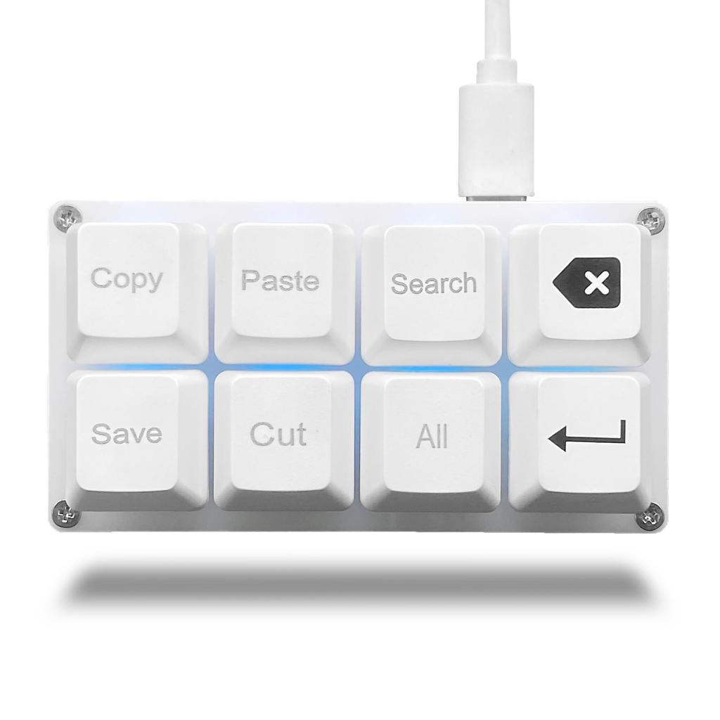 BTXETUEL Copy Paste Search Backspace Save Cut All Input 8 Key Keyboard SayoDevice OSU Keypad Programmable Mechanical Shortcut Macro Keyboard for Work
