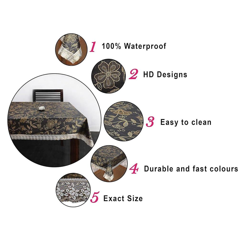 Premium Center Table Cover, Waterproof and Dustproof (Golden Floral, 40x60 Inch- Center Table)