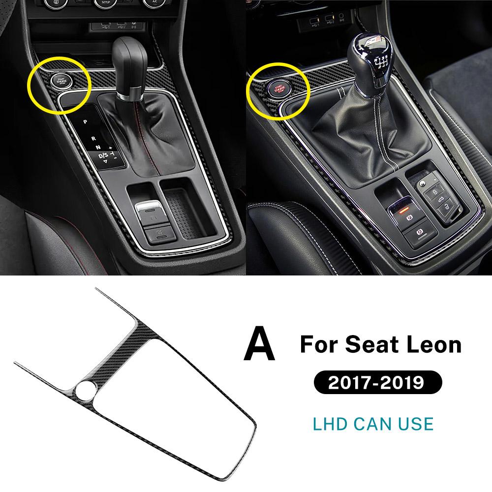 For Seat Leon 2017 2018 2019 Real Soft Carbon Fiber Sticker LHD RHD Car Gear Shift Outer Frame Panel Trim Interior Accessories