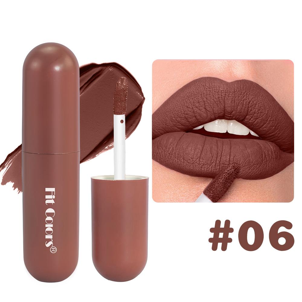 Fit Colors Chocolate Capsule Liquid Lipstick Matte Waterproof Long Lasting Nude Brown Velvet Lip Tint Non-Stick Cup Lip Gloss Makeup Cosmetics