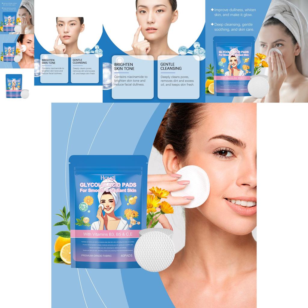 Hoygi Exfoliating Glycolic Acid Facial Pads For Deep Pore Cleansing And Nourishing Skin