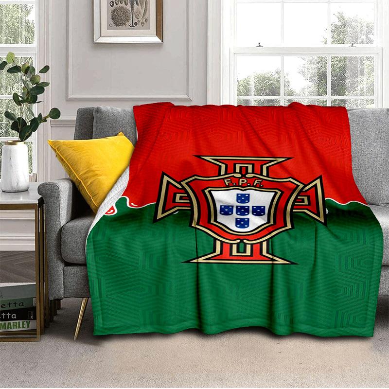 Decke mit Wappen der Portugiesischen Fußballföderation Geeignet für Sofas, Betten, Büros und Camping - Perfektes Geschenk für Halloween Weihnachten